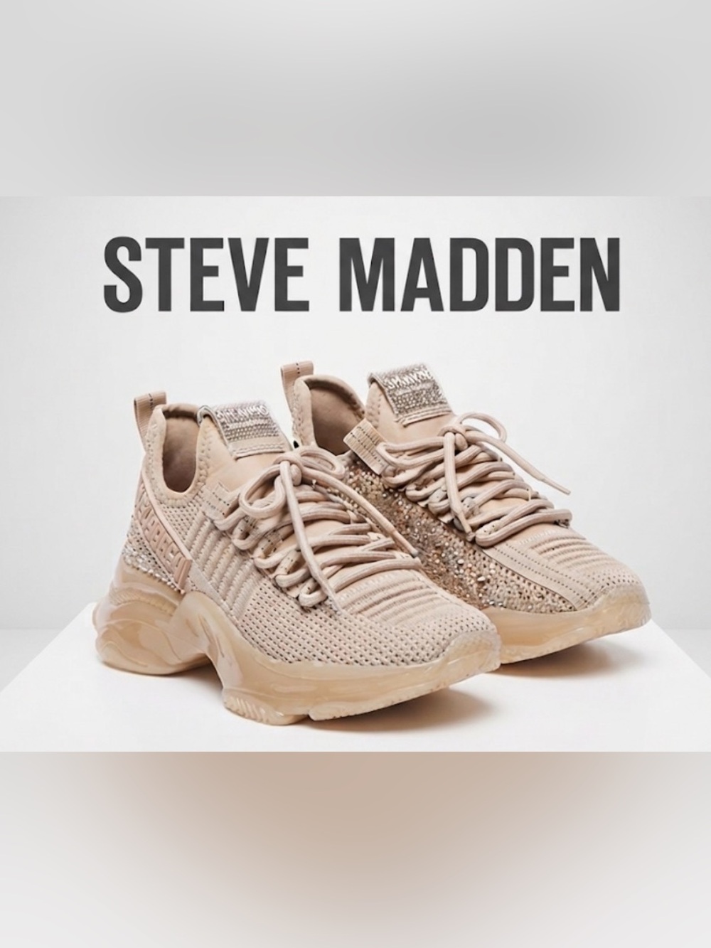 New authentic Steve Madden signature glitter sneakers sz woman’s 7.5 display
